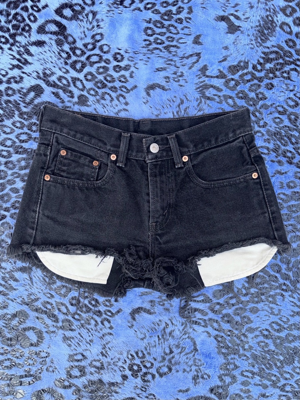 Levi's Black Distressed Cutoff Denim Shorts
